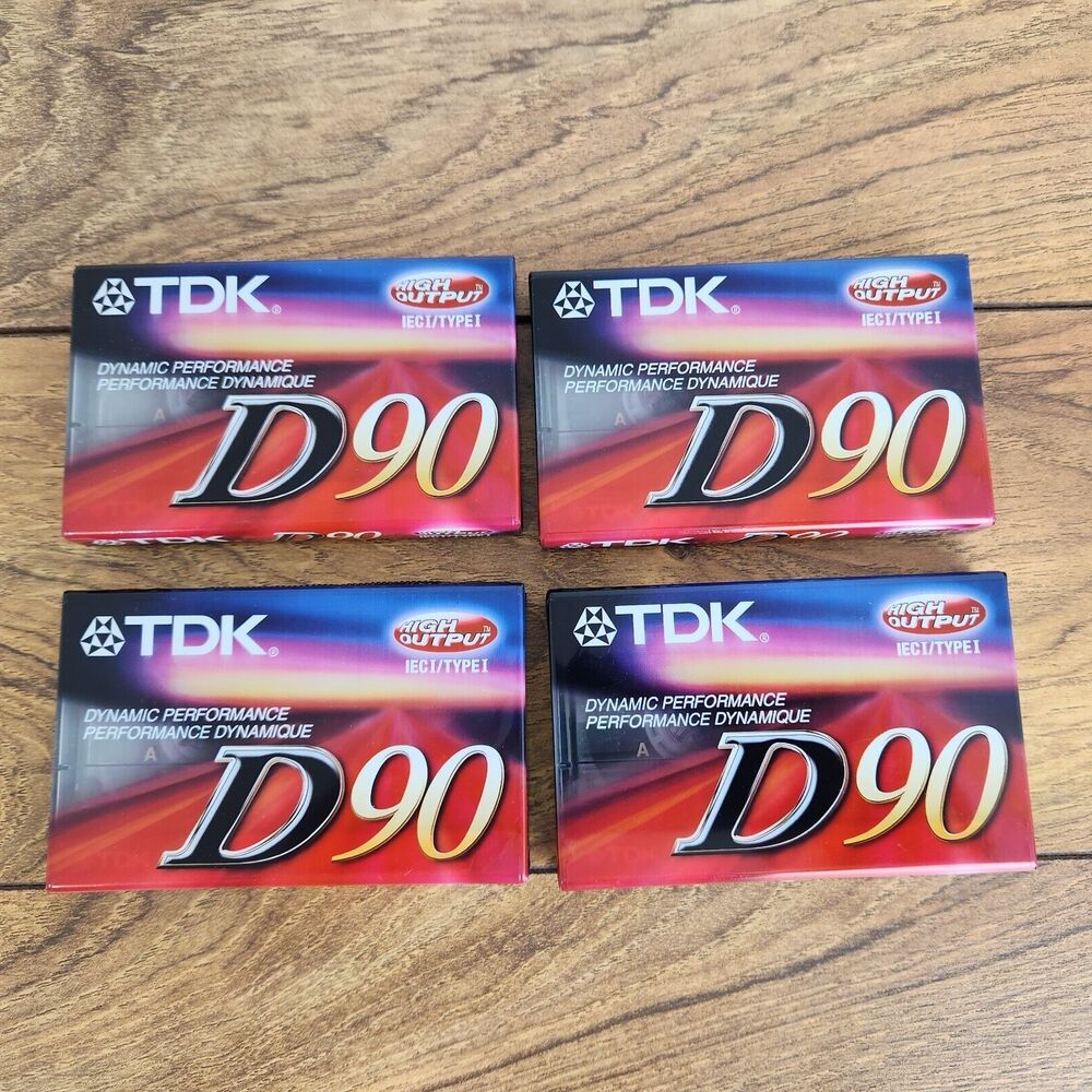 Lot of 4 TDK D90 High Output Blank Audio Cassette Tapes IECI/Type I NEW SEALED